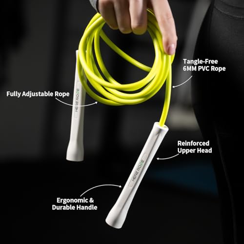 Hererope 6MM PVC Jump Rope for Men & Women Fitness, Speed, Tricks, Cardio Training, Boxing Jump Rope with Unbreakable Hand...