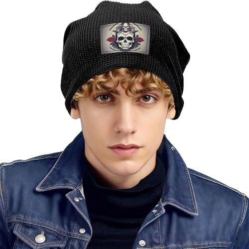 YANYU Skull Yoga Print Lightweight Waffle Pullover Hat Men Women Winter Headwear Outdoor Camping Travel