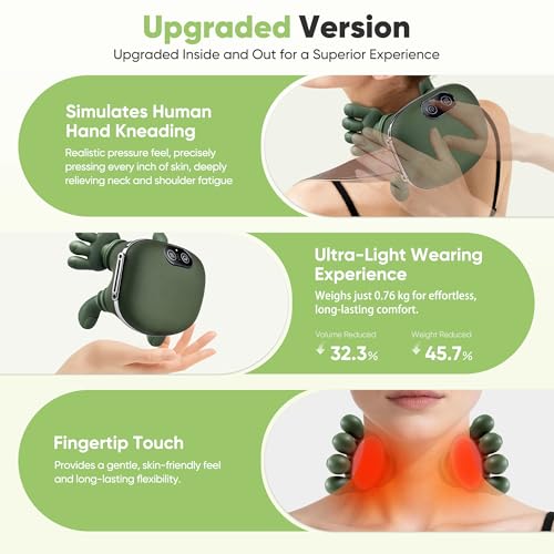 KAXLIDEN Shoulder and Neck Massager, Bionic Heated Massager, Neck Massager with Fingers, 4D Kneading Massage, Simulates a ...