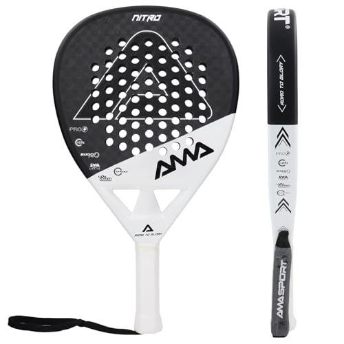 AMA SPORT Padel Racket Carbon Fiber Surface with EVA Memory Flex Foam Core Padel Tennis Racket Lightweight Paddle Tennis R...