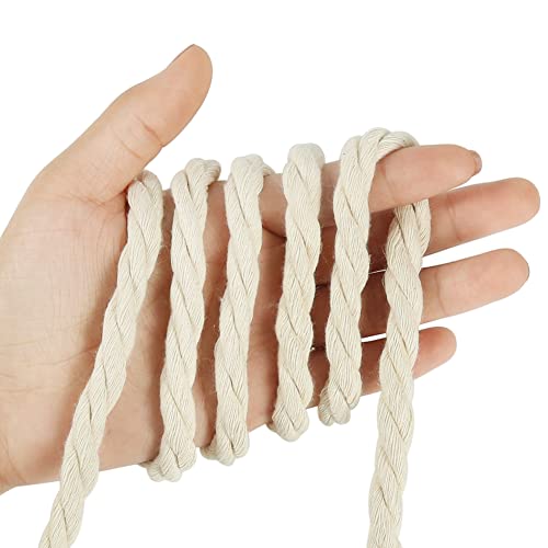 Tenn Well 8mm Macrame Cord, 59 Feet 3Ply Twisted Craft Cotton Rope Thick Nautical Rope for Crafts, Wall Hangings, Plant Ha...