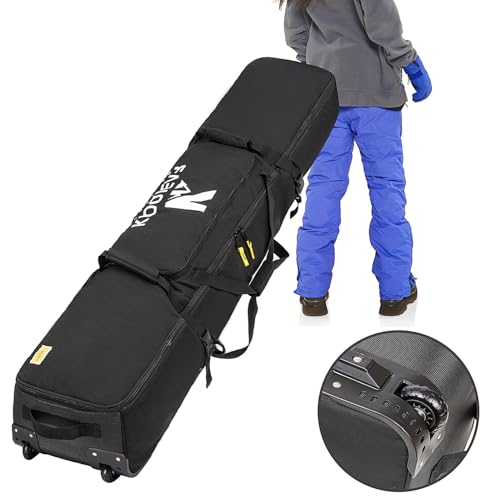 Kioqiear Rolling Ski Bag with Wheels for Air Travel,Padded Double Ski Bag to Hold 2 Pairs of Skis up to 175 or 190 cm.