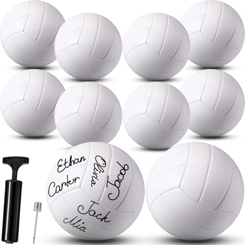 Jexine Autograph All White Volleyball Ball Blank Official Size 5 DIY Painting Plain Volleyball Ball with Needle Pump for A...