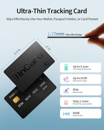 Wallet Tracker Card for iOS & Android, 5-Year Battery Life, Air Tracker Tag with Ultra-Slim Design, Works with Apple Find ...