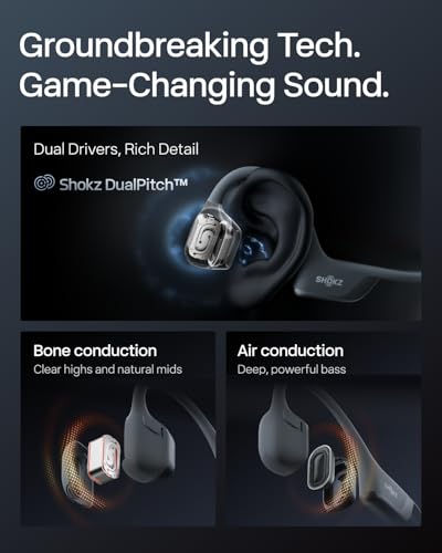 SHOKZ New OpenRun Pro 2- Bone Conduction Headphones, Open-Ear Bluetooth Wireless Sport Earphones for Running, Workouts - S...