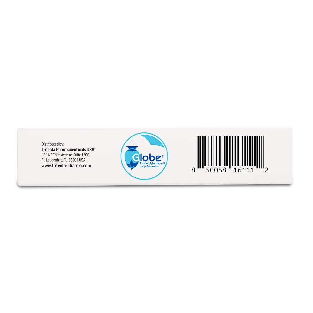 Globe (2 Pack) First Aid Antibiotic Ointment + Lidocaine (1 Oz) Maximum Strength & Fast-Acting Topical Pain Reliever, 24-Hour Infection Protection That Numbs Away The Pain, Bacitracin Zinc., White