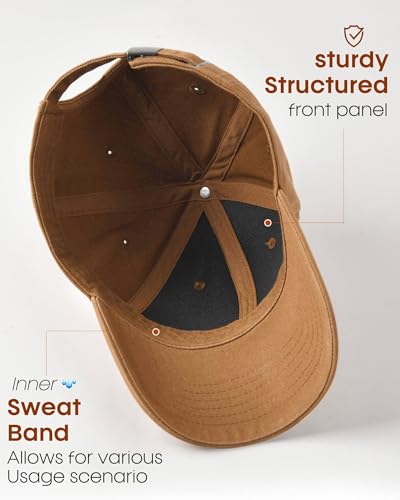 FURTALK Mens Structured Baseball Cap Adjustable Washed Cotton Golf Dad Hat Plain Classic Hats for Men