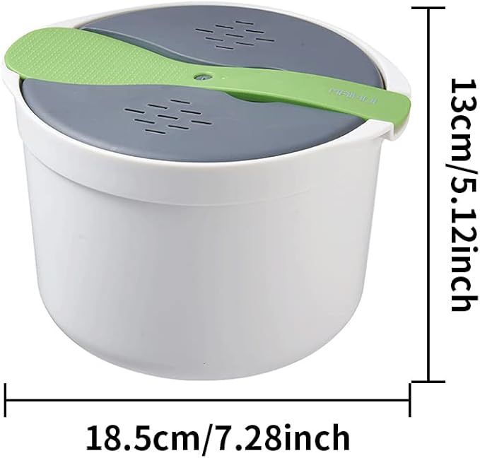 Microwave Rice Cooker, 2L Microwave Rice Steamer Pasta Cooker, Food Grade PP Microwave Rice Cooker, Strainer and Steamer Pot Set,4PCS(COLOR:green)