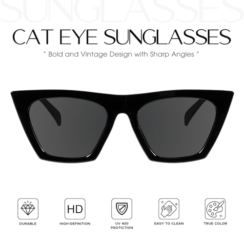 mosanana Square Cat Eye Sunglasses for Women Trendy Retro Cool MS51801