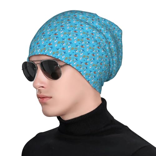 sackhg Undersea Whale Print Winter Beanie Hat Men Women Soft Lightweight Thermal Cap for Outdoor Skiing Wear Black