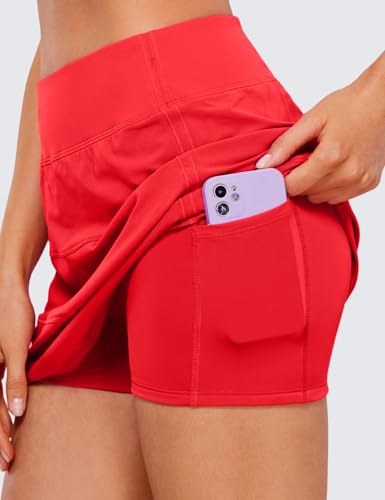 CRZ YOGA High Waisted A line Golf Skirts for Women - Mini Lined Tennis Casual Work Skorts with 3 Pockets