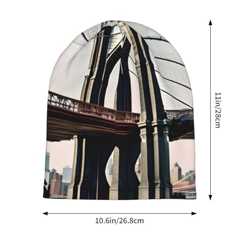 bnvaab Brooklyn Bridge S Print Beanie Hat for Men and Women Stretchy Slouchy Winter Warm Cap Headwear Accessory Black