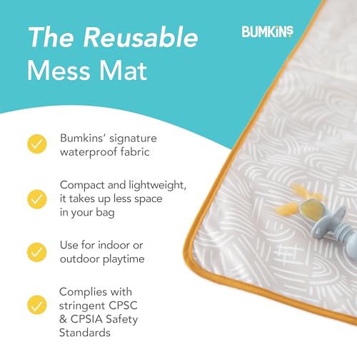 Bumkins Baby Splat Mat for Under High Chair, Babies Toddlers Eating Mess Mat, Waterproof Reusable Cloth for Arts and Craft...