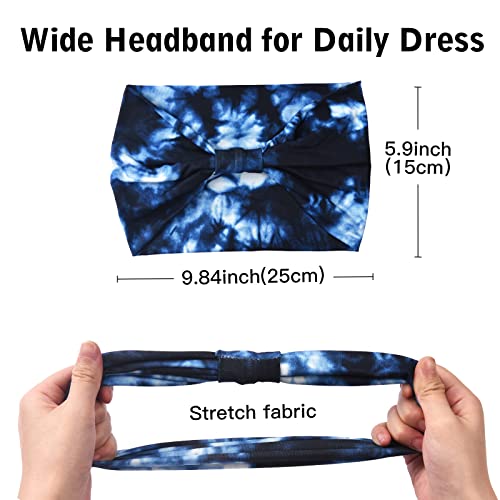 Yeshan Wide Headbands for Women Non Slip Boho Headband Elastic Tie dye Yoga Workout Sweat Bands Running Sport Hair bands,P...