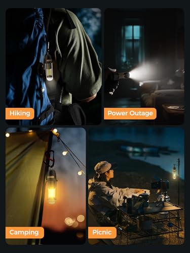 Smiling Shark Camping Ambient Lighting, XPE LED Small Tent Light with Lanyard Rechargable IPX4 Waterproof White & Warm Lig...