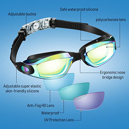 Konohan 8 Pack Kids Goggles Swim Goggles for Adult Kids Swimming Glasses Anti Fog Silicone No Leak Pool Glasses
