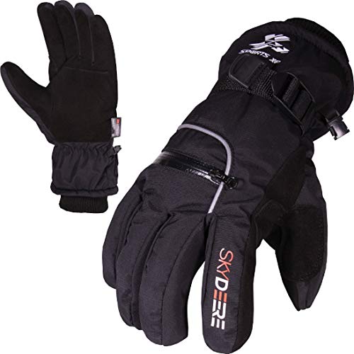 SKYDEER 100% Waterproof and Premium Deerskin Suede Leather Ski Gloves with 150G 3M Thinsulate Lining, Ultra Soft & Durable...
