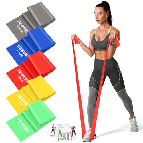 5 Pcs Resistance Bands, Professional Exercise Bands Elastic Stretch Bands for Fitness Yoga Pilates Stretching Strength Tra...