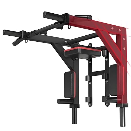 HAKENO Multifunctional Wall Mounted Pull Up Bar/Chin Up bar,Dip Station for Indoor Home Gym Workout,Power Tower Set Gym Eq...