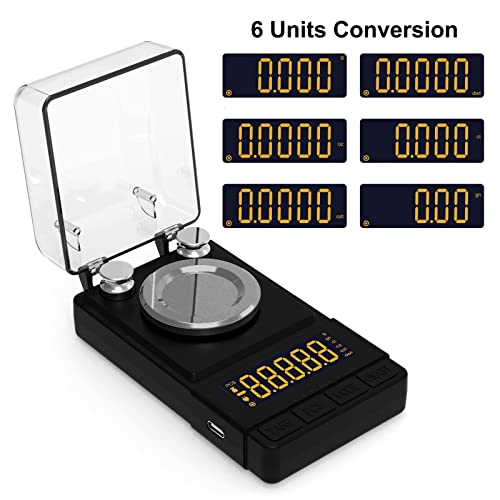 MAXUS Digital Milligram Scale 50g/0.001g, Compact Mg Scale with 20g Calibration Weight and Accessories, Black Powder Scale...