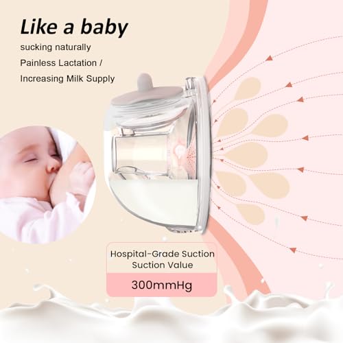Saglve Wearable Breast Pump ABP-1308 | SPA-Level Comfort 3 Modes & 9 Levels Wearable Breastfeeding Pump, Low-Noise Electri...