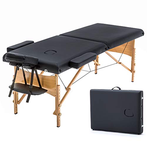 BestMassage Massage Bed Portable Massage Table 24 inch Wide Lash Bed Height Adjustable 2 Folding Spa Table with Non-Woven ...
