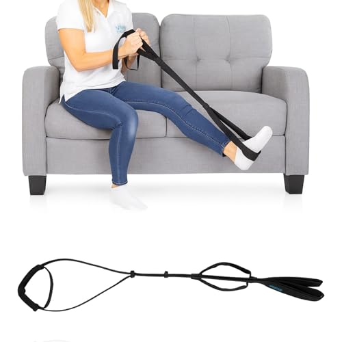 Vive Proflex Strap - Physical Therapy Leg Lifter Assist with Nylon Webbing for Recovery, Stretching - Loop with Hand Grips...