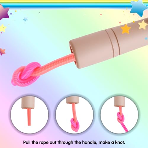 Rainbow Jump Rope for Kids - Wooden Handle - 8.5FT Adjustable Nylon Braided Fitness Skipping Rope for Girls or Boys Fitnes...