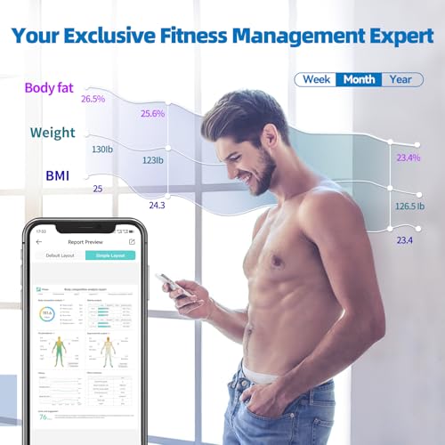 Lepulse Body Composition Scale, 8 Electrode Bathroom Smart Scale with BMI, Body Fat, Muscle Mass, Scale for Body Weight an...