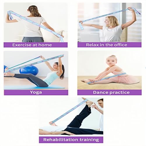 MBKHFLL Stretch Strap for Kids Elastic Gymnastics Stretching Ballet Dance Band with 8 Loops Adjustable Exercise Training R...