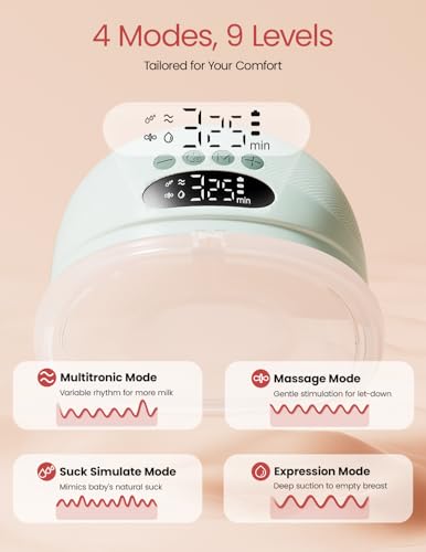 NCVI Wearable Breast Pump Hands Free, Portable Electric Breastfeeding Pump with 1400mAh Battery, Quiet Operation, Smart LE...