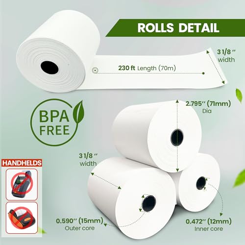 CLIPRA 3 1/8 x 230 Thermal Paper Receipt Rolls (10 PACK) [USA Based Brand] 55 GSM - Compatible with All POS Systems, Cash ...