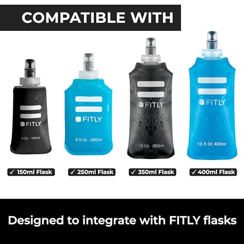 FITLY Soft Flask - Shrink As You Drink Soft Water Bottle for Hydration Pack - Folding Water Bottle Ideal for Running, Hiki...