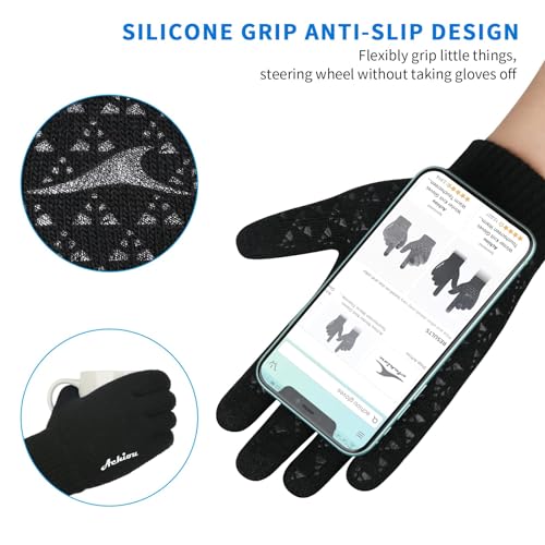 Achiou Winter Gloves, Glove for Men Women, Upgraded Touch Screen Texting Warm Running with Thermal Soft Knit Lining