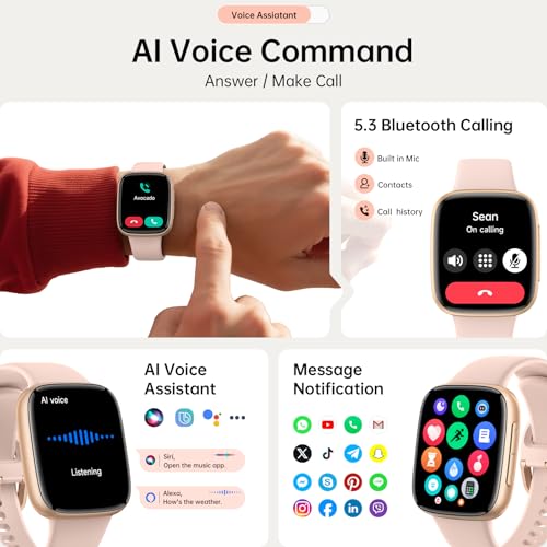 Quican Smart Watches for Women Men with 2 Bands, 1.85-inch AMOLED HD Display (390x450), 12-Day Battery Life, 3ATM Waterpro...