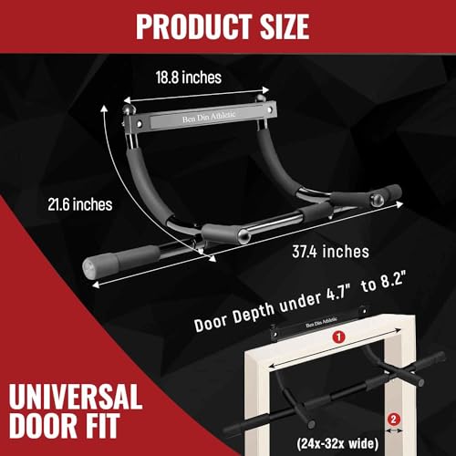 Ben Din Pull Up Bar for Doorway | Sturdy Steel Upper Body Fitness Workout Bar | Strength Training Pull-up Bar | Quick Inst...