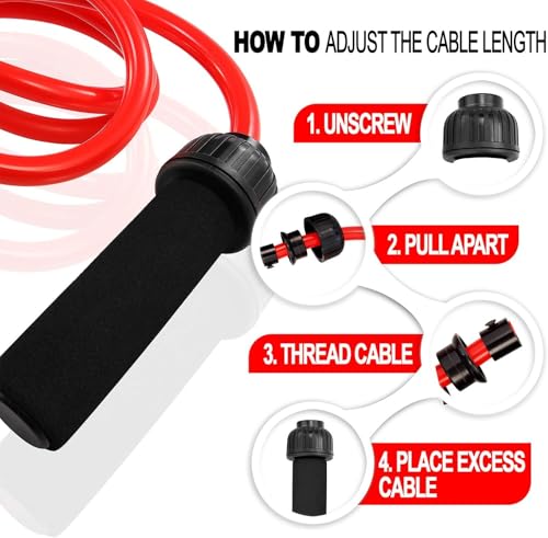 Weighted Jump Rope - (1.5LB) Solid PVC 12mm Diameter for Crossfit and Boxing - Heavy Jump Rope with Memory Non-Slip Cushio...