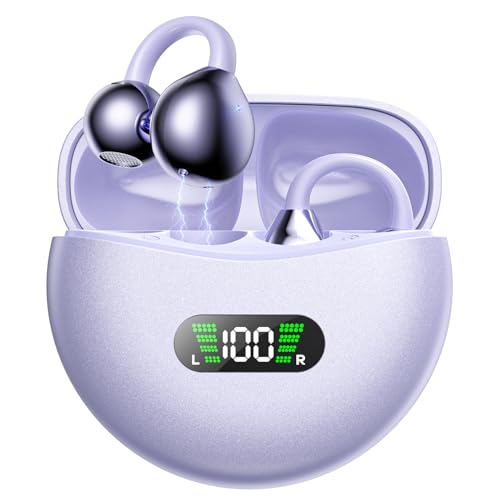 EXECCZO Ear Clip Earbuds Mini Open Ear Headphones Bone Conduction Earphones， True Wireless Bluetooth Headphones for Sport ...