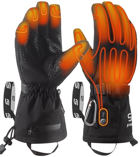 JS LifeStyle Heated Gloves for Men Women,HG-01 7.4V 3000mAh Rechargeable Battery Wind Water Proof with Touch Screen and Li...