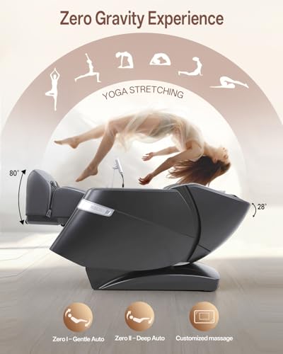 RELX 4D Massage Chair Full Body, 23 Modes Zero Gravity SL-Track Shiatsu Massage Chair with Electric Extendable Footrest, A...
