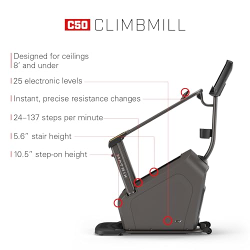 Matrix Fitness C50 Climbmill | High Calorie Burn, Low Impact Workout, Cardio Endurance | Low Ceilings Design, Powerful Exa...