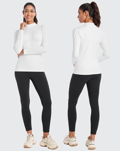 Runhit Women's Thermal Shirt Fleece Mock Turtle Neck Long Sleeve Compression Athletic Base Layer Tops Cold Weather Gear