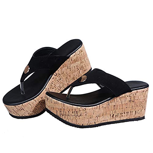 JEUROT Beach Sandals for Women Summer Casual Wedge Thong Sandal Slip On Platform Flip Flops Comfortable Walking Shoes
