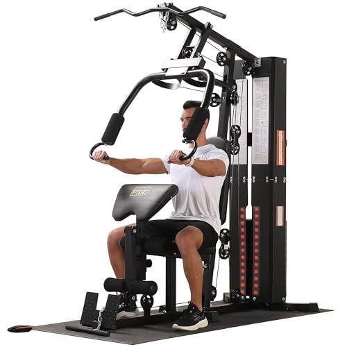 BalanceFrom Multifunctional Steel Frame Home Gym Machine with Floor Mat – Strength Training Workout Station with 160-Pound...