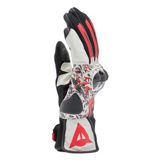 Dainese Mig 3 Unisex Leather Gloves Black/Red Spray/White - 3XL