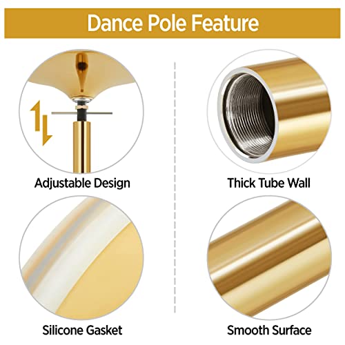 Yaheetech Professional Dance Pole Spinning Static Dancing Pole Portable Removable 45mm Dance Pole Kit for Exercise Club Pa...