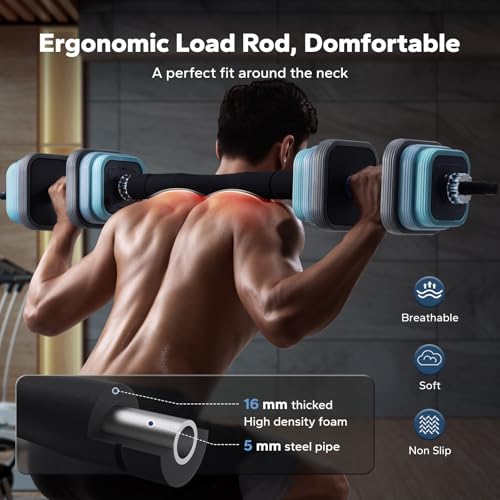 MERACH Adjustable Dumbbells, 22/35/44/66/88lbs Free Weight Set with Connector, 3 in1 Hand Weights Dumbbells Set Used as Du...