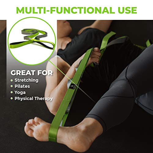 Gradient Fitness Stretching Strap for Physical Therapy, 12 Multi-Loop Stretch Strap 1" W x 8' L, Neoprene Handles, Physica...