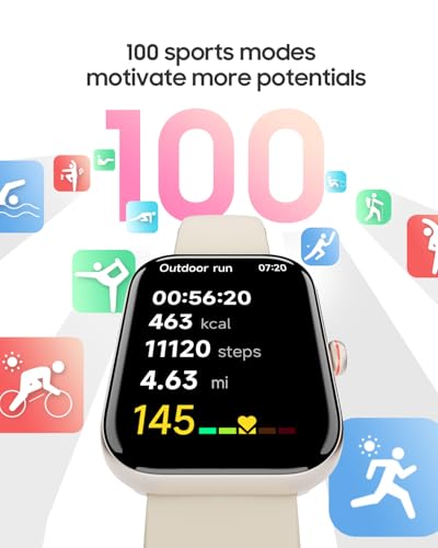 TOOBUR Smart Watch for Women, Alexa Built-in, Answer/Make Calls, 1.91" HD Screen Fitness Watch, IP68 Waterproof, 100 Sport...