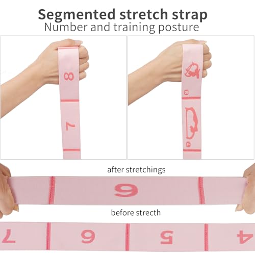 2 PCS Adjustable Extended Children's Stretching Straps with 8 Loops, Multi-Functional Elastic Stretch Bands for Gymnastic...